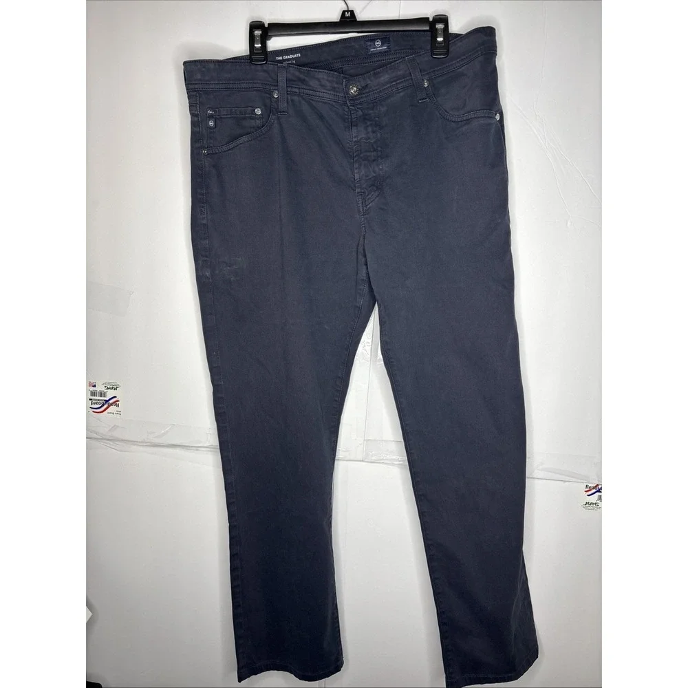 AG Denim Men's The‎ Graduate Tailored Slim Straight Blue Sateen Jeans 36x32